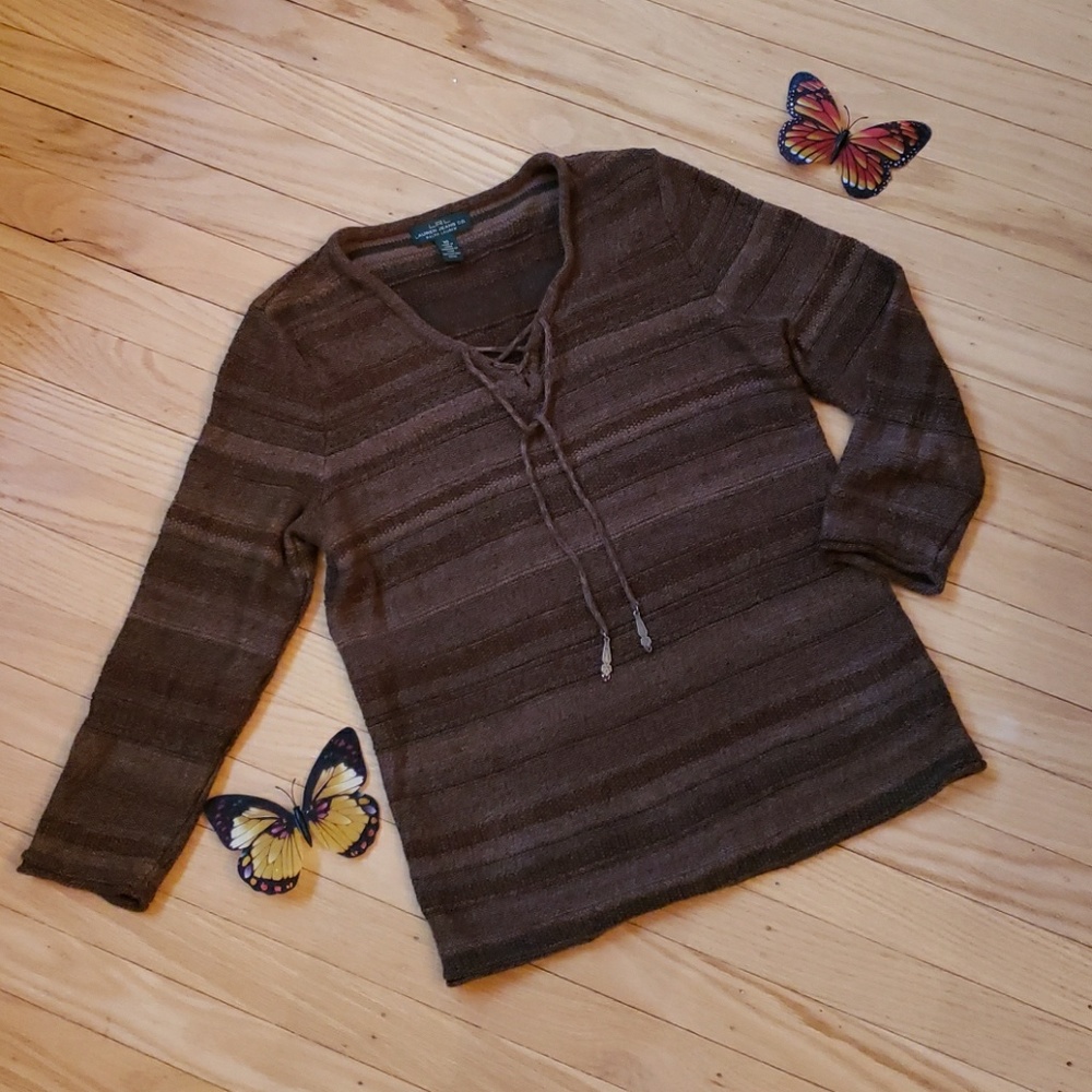 Ralph Lauren Brown Striped Sweater